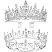 CoCoMangos 2 Pcs Crown for Men and Women Prince Crown Princess Tiaras for Girls Medieval Accessories for Prom Halloween
